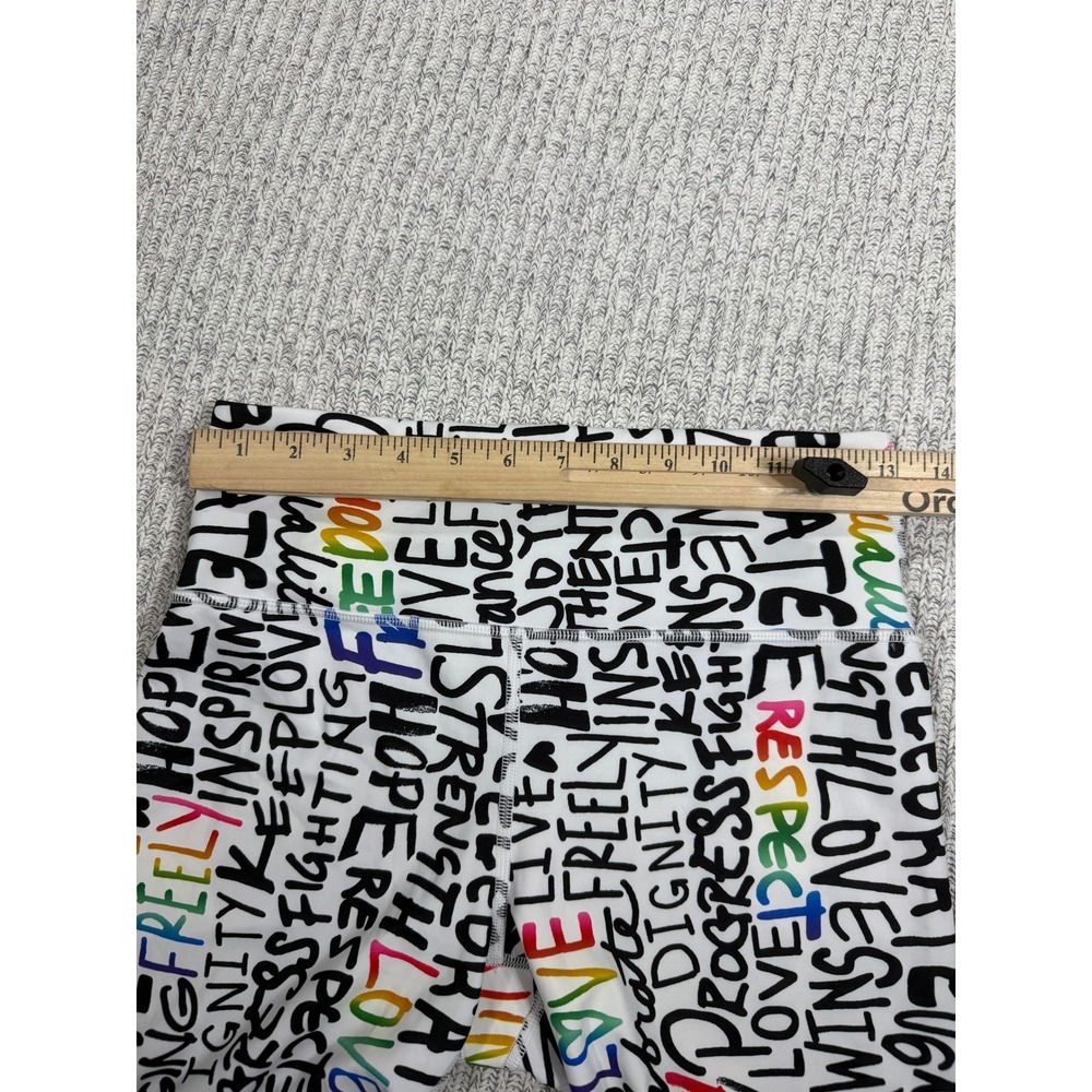 Athleta Pride Elation Train Short Womens Medium White Multicolor Graffiti Print - Picture 8 of 12